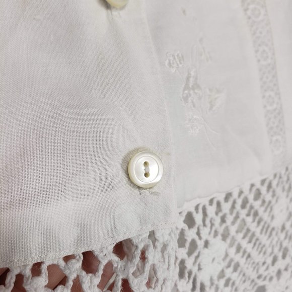 SUSAN BRISTOL Crochet Trimmed Embroidered Tank Vest 10 White Floral Dainty Boho - Picture 7 of 9